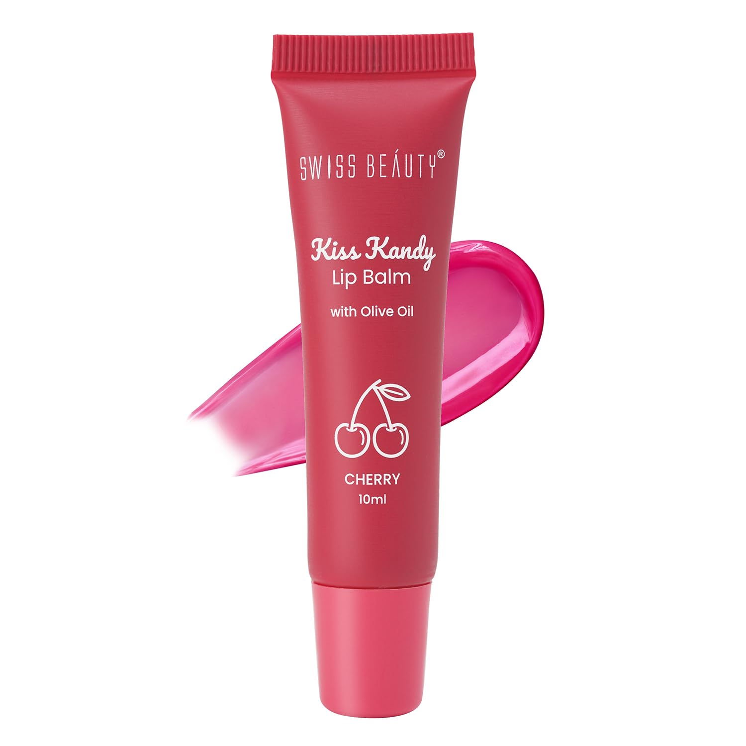 Swiss Beauty Kiss Kandy Lip Balm with Olive Oil | Moisturizing | Non-Sticky | Soft & Smooth Lips | Shade - Cherry, 10ml